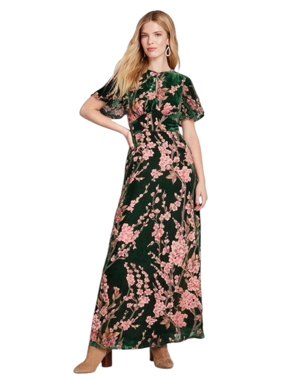 Modcloth Soiree Saunter Velvet Floral Maxi